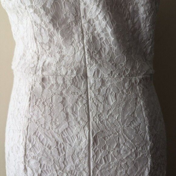White Lace Dress Cap Sleeve Scoop Neck Medium - Picture 5 of 11